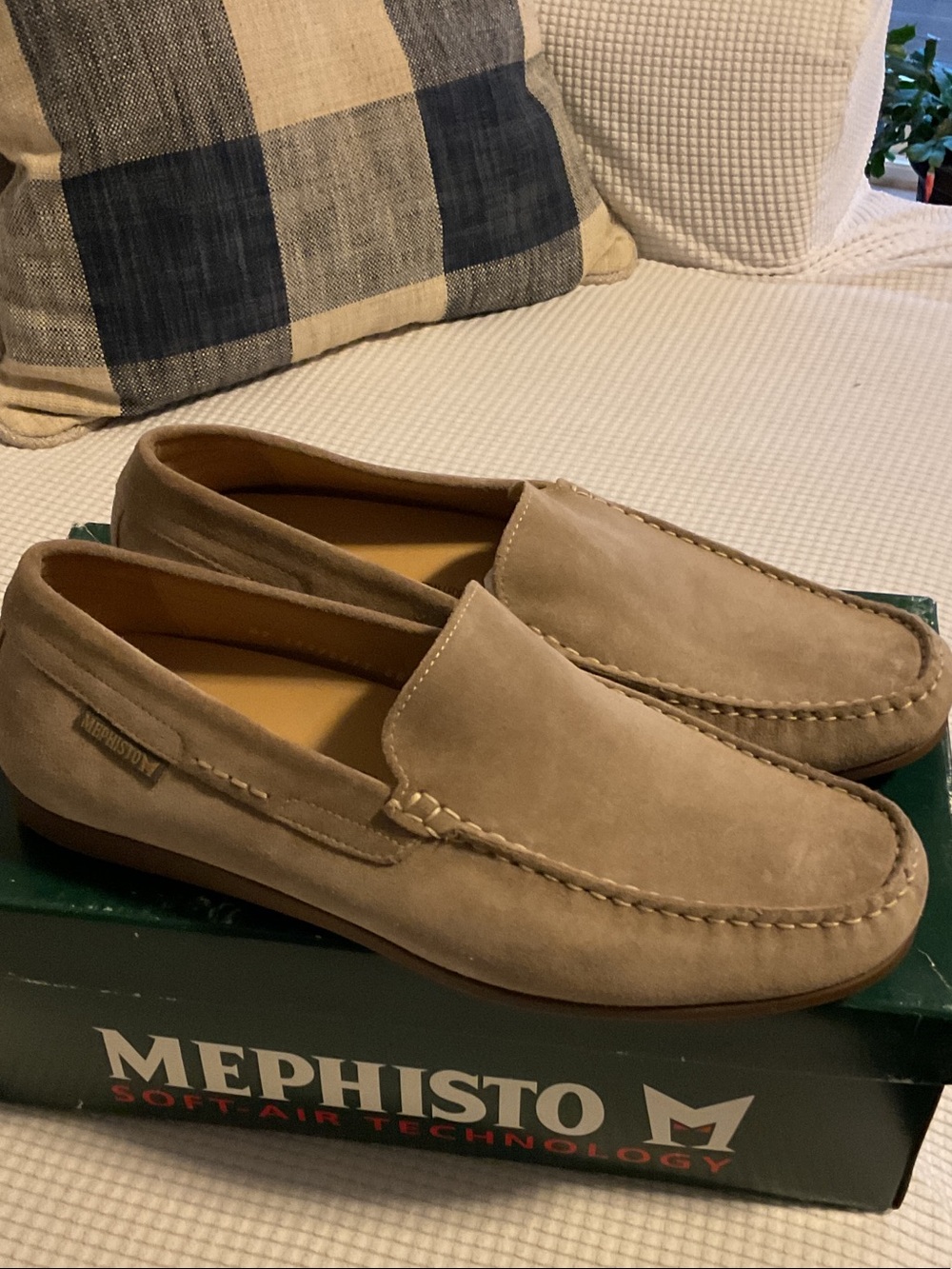 Mephisto Men's Taupe Suede Slip-On Loafers